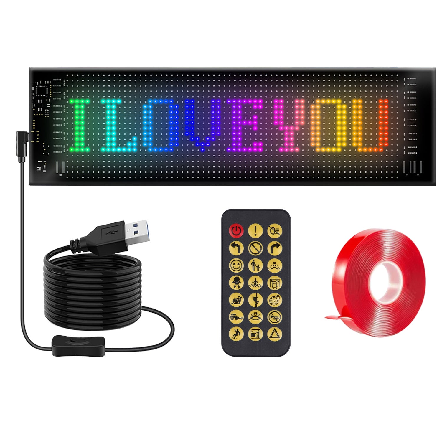 2Pack 16x96 Matrix Devil Eyes Lights For Car Ultra-thin Programmable LED Car Signs With APP Remote Control DIY Design Text Patterns Animations