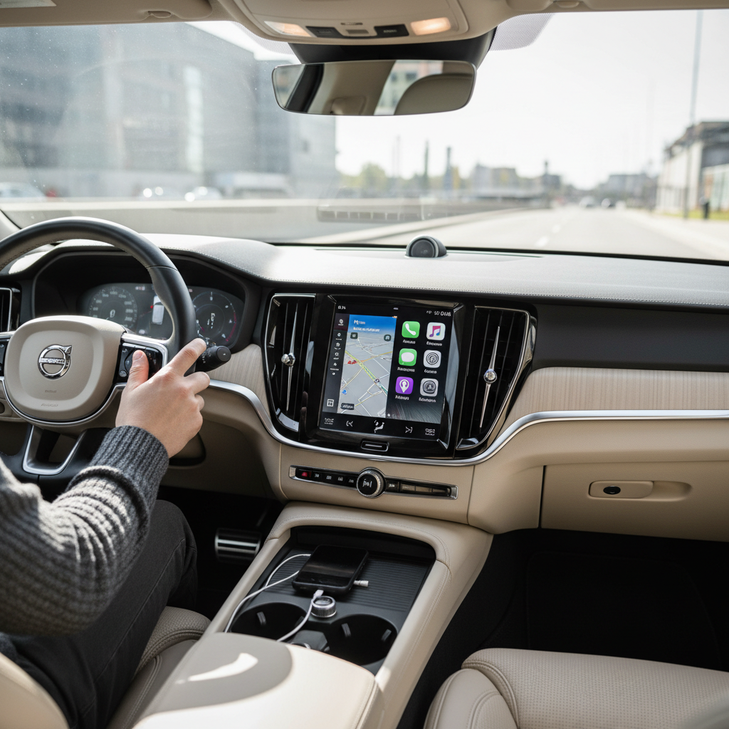 Wireless CarPlay in modern European luxury car
